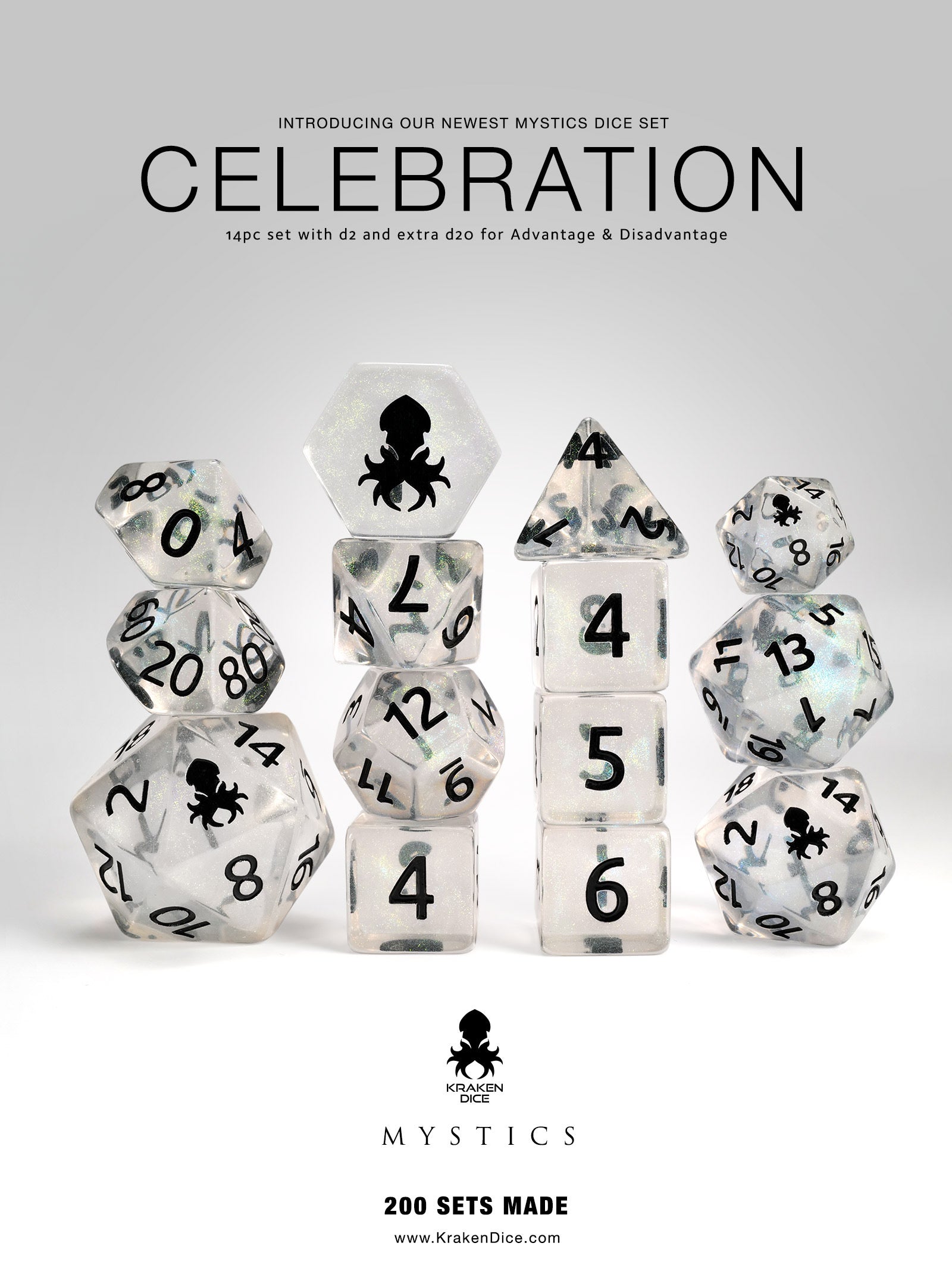 Celebration 14pc Dice Set Inked in Black